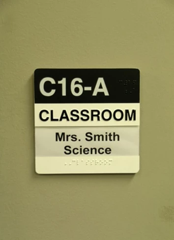 ADA and Wayfinding custom classroom sign