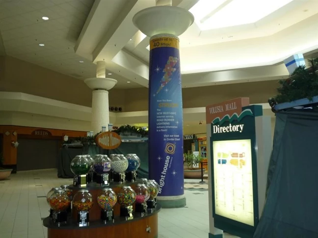 Banner wrapped around pillar in local mall