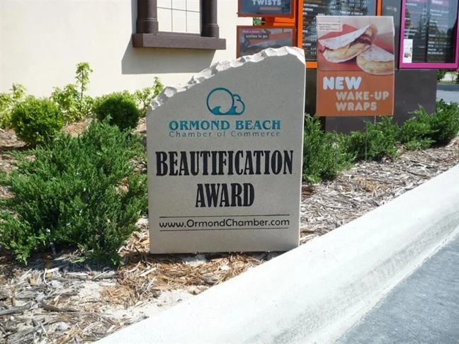 Carved sign for Chamber of Commerce award