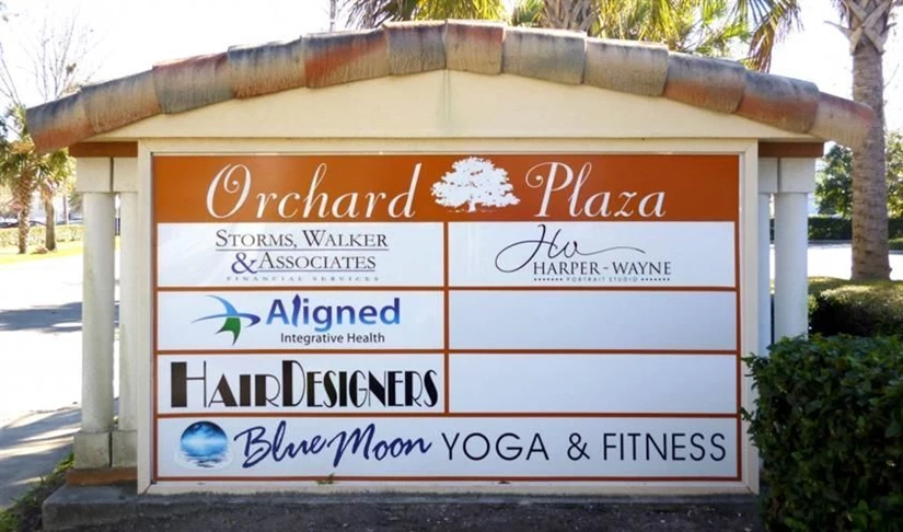 Monument sign for retail shopping center