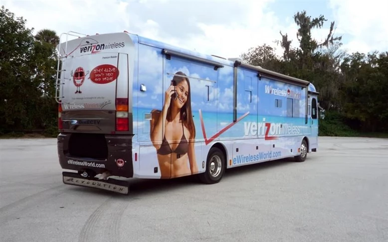 Motorhome wrap for cellular telephone company